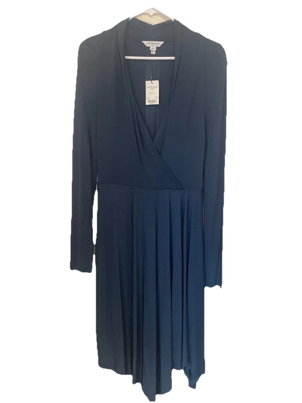LK Bennett Navy Long Sleeve Dress Asymmetrical NWT Women’s Lory Petrol